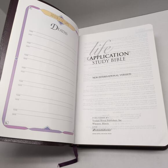 Life Application Study Bible NIV Zondervan Burgandy Bonded Leather Gold Gilt - Picture 11 of 13
